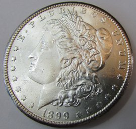 Authentic 1899O MORGAN SILVER Dollar $1.00, New Orleans Mint, 90 Percent SILVER, BU Discontinued United States