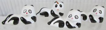 Lot Of 4! Vintage Porcelain CHOPSTICK RESTS, Whimsical PANDA BEAR Design, Appx 2'