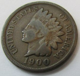 Authentic 1900P INDIAN Cent Penny COPPER $.01, Philadelphia Mint, Discontinued United States