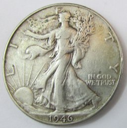 Authentic 1946P WALKING LIBERTY SILVER Half Dollar $.50 United States