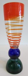Vintage Art Glass VASE, Multicolor MODERNIST Design, Approx 14' Tall