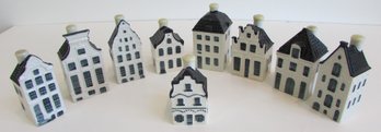 LOT Of 9! Vintage BOLS Brand For KLM Airlines, Novelty HOUSE Bottles, Empty, Approx 4' Tall