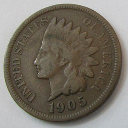 Authentic 1905P INDIAN Cent Penny COPPER $.01, Philadelphia Mint, Discontinued United States Type Coin