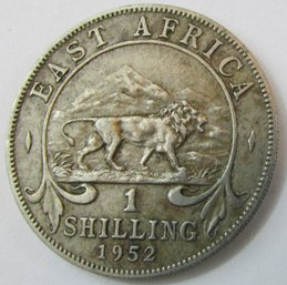 Authentic East AFRICA Coin, Dated 1952, One 1 Shilling, Depicts King George,  Silver Content