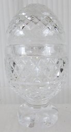 Signed WATERFORD Brand, EGG TRINKET BOX, Crystal Clear Glass,  Appx 5.5' High