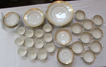 Set Of 76 Pieces! Vintage Signed ROYAL WORCHESTER Dinnerware, Gold Trim IMPERIAL Pattern, Includes Cream Soup