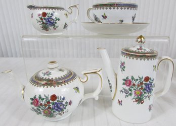 Set Of 6 Pieces! Vintage SPODE COPELAND Brand, LOWESTOFT FLOWERS Pattern, Includes COFFEE & TEA Pots, ENGLAND