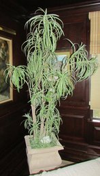 Vintage Accent Greenery, Faux Ponytail Palm Style Tree, Lightweight Fiberglass Planter Pot, Appx 7' Tall