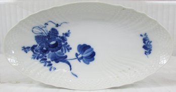 Vintage ROYAL COPENHAGEN Dinnerware, Oblong PICKLE DISH, Braided BLUE FLOWERS Pattern, Approx 9.25''