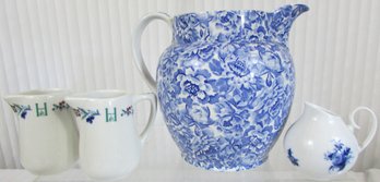 Lot Of 4! Drink Serving PITCHERS, Includes Laura Ashley, Mayer & Rosenthal Brands, Largest Appx 6.5'