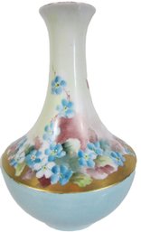 Vintage TRESSEMANES & VOGT LIMOGES Brand, Floral BUD VASE, Hand Painted FORGET ME NOT Flowers, FRANCE Appx 5'