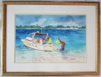 Signed HANNELORE LIVADAS, Original Watercolor? On Paper, 'CALL ME MR', Approx 30.5' X 23,' Nicely Framed