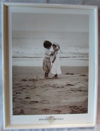 Contemporary SUKI HILL Print, SEASHELL VOICES, Approx 25' X 19,' Simply Framed