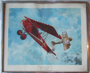 Vintage JB DENEEN Print, WORLD WAR I EAGLES, Circa 1969, Approx 23.75' X 20,' Simply Framed