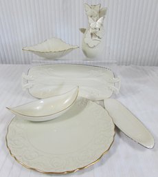 Lot Of 6! Vintage Lenox Brand, Occasional & Serving Pieces Includes Plates, Bowls & VASE, Gold & Platinum Trim