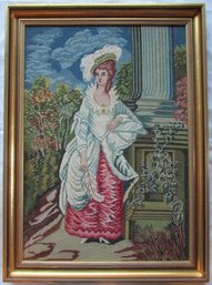 Fantastic NEEDLEPOINT: Portrait Of A Woman, Fine Detail, Approx 33.5' X 24.5' Size, Nicely Framed