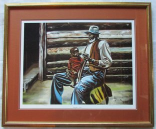 Limited Edition, Signed HARRY DAVIS, Entitled 'GRANDPA'S KNEE,' Approx 27' X 22' Size, Nicely Framed