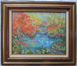 Original PAINTING On CANVAS, Pastoral Early Fall Foliage, Appx 28' X 24' Size, Framed