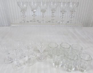 SET Of 18 Pieces! Vintage BARWARE Glassware, SHOT Glasses & CORDIAL Size, Crystal Clear, Appx 2' To 3.5' Tall