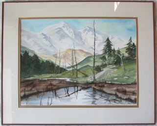 Signed HANNELORE LIVADAS, Original Watercolor On Paper, PASTORAL Scene, Approx 38.5' X 31,' Nicely Framed