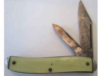 Vintage POCKET KNIFE, 2 Steel Blades,  Pearlized Handle