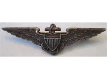 Vintage MILITARY Style PIN, Aviators Wings & Anchor , STERLING .925 SILVER