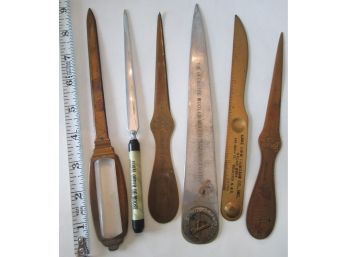 SET Of 6 Pieces! Vintage LETTER OPENERS, Advertising Including Clarence O'Brien & Glenside Woolen Mills