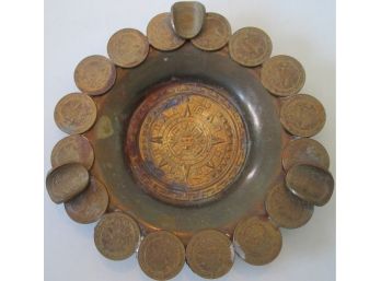 Vintage COIN ASH TRAY, Made In MEXICO From Mexican Coins