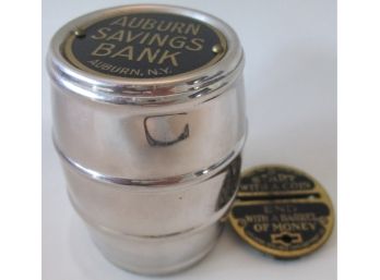 Vintage COIN BANK, Made For The AUBURN SAVINGS BANK, Open No Key