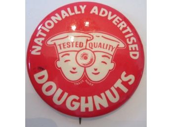 Vintage ADVERTISING PIN, Unusual Nationally Advertised DOUGHNUTS