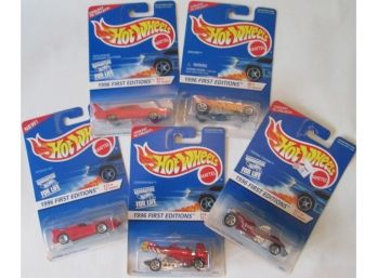 LOT Of 5! Vintage Mattel Brand HOT WHEELS CARS, New Old Stock 1996 1ST EDITIONS SERIES