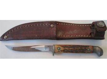 Vintage CASE Brand KNIFE, Steel Blade, Embossed Leather Sheath, Snap Closure