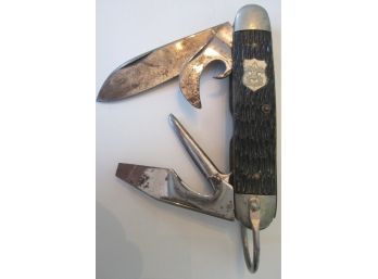 Vintage IMPERIAL Brand POCKET KNIFE, Made For BOY SCOUTS, 4 Steel Blades,  Wood Like Texture Handle