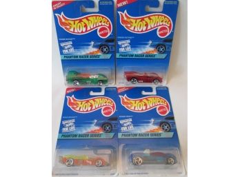 LOT Of 4! Vintage Mattel Brand HOT WHEELS CARS, New Old Stock 1995 PHANTOM RACER SERIES