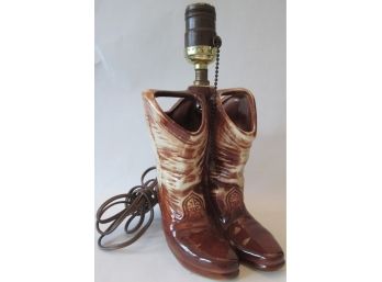 Signed McCOY American Art Pottery, Vintage COWBOY BOOTS Electric Lamp