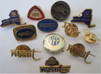 SET Of 12! Vintage Union EDUCATOR Lapel PINS,  NYSUT, AMPAC, UFC