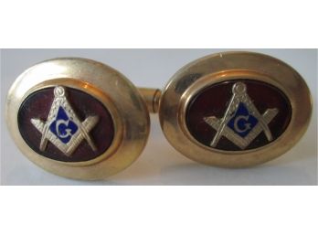 Signed HAYWARD, Vintage MASONIC CUFF LINKS, 12K GOLD FILLED Setting With Oval Inserts