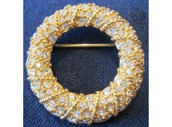 Vintage, Signed SWAROVSKI Brand BROOCH PIN, CRYSTAL Faceted Stones, Gold Tone Base Metal Finish