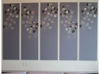 Fantastic TROVE Wall Art, 5 Panels Modern LOTUS, Custom Mounted, Each Approximately 102' X 33'