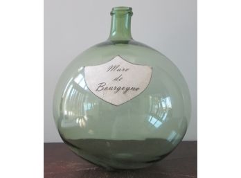 Vintage HAND BLOWN Bottle, 'Marc De Bourgogne' Shield Label, Large 13' High