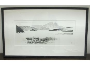 Signed Wall Art: Steers On The Range, Approximately 24' X 14' Size, Nicely Framed