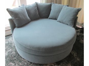 Contemporary MITCHELL GOLD Brand, 'JEANIE' Round CHAISE With Pillows, Pile Fabric In OCEAN Color #2