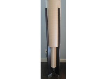 Modern Column FLOOR LAMP, Wood Finish, Tiered Fabric Shade, Approximately 62'