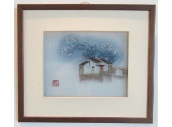 Handmade Original EMBROIDERY, Asian Inspired, 12' X 10' Size, Nicely Framed