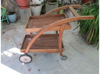 SCANCOM Brand, Outdoor TEAK Garden Cart, Removable Plant Trays, Wheels