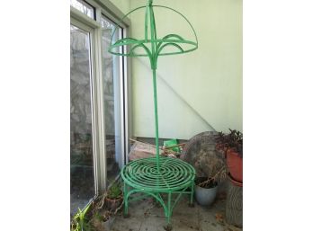 Fantastic Iron PLANT STAND, Large UMBRELLA Shape For Hanging Plants, Round Bench Base, 93' High