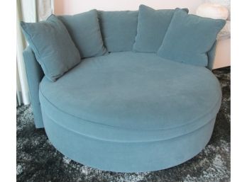 Contemporary MITCHELL GOLD Brand, 'JEANIE' Round CHAISE With Pillows, Pile Fabric In OCEAN Color #1