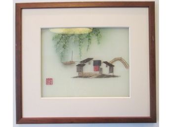 Handmade Original EMBROIDERY, Asian Inspired, 12' X 10' Size, Nicely Framed