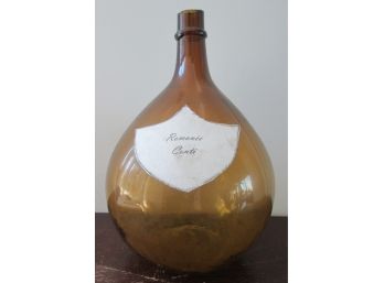 Vintage HAND BLOWN Wine Bottle, 'romanee Conti' Shield Label, Brown Glass, Large 14' High X 11' Diameter