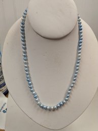 Light Blue Cultured Pearls With 14kt Gold Clasp